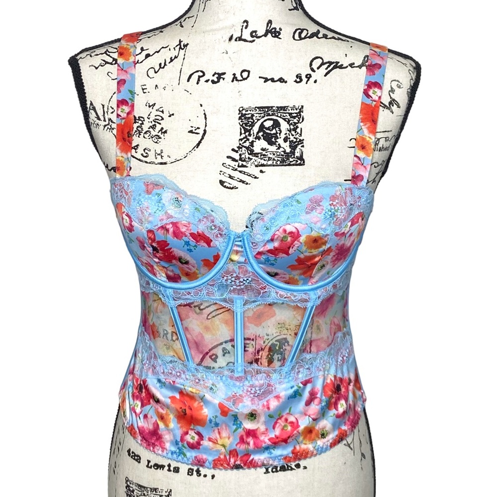 Victoria’s Secret Spring Floral Lace Corset Bustier Bra Top Small - Picture 3 of 11